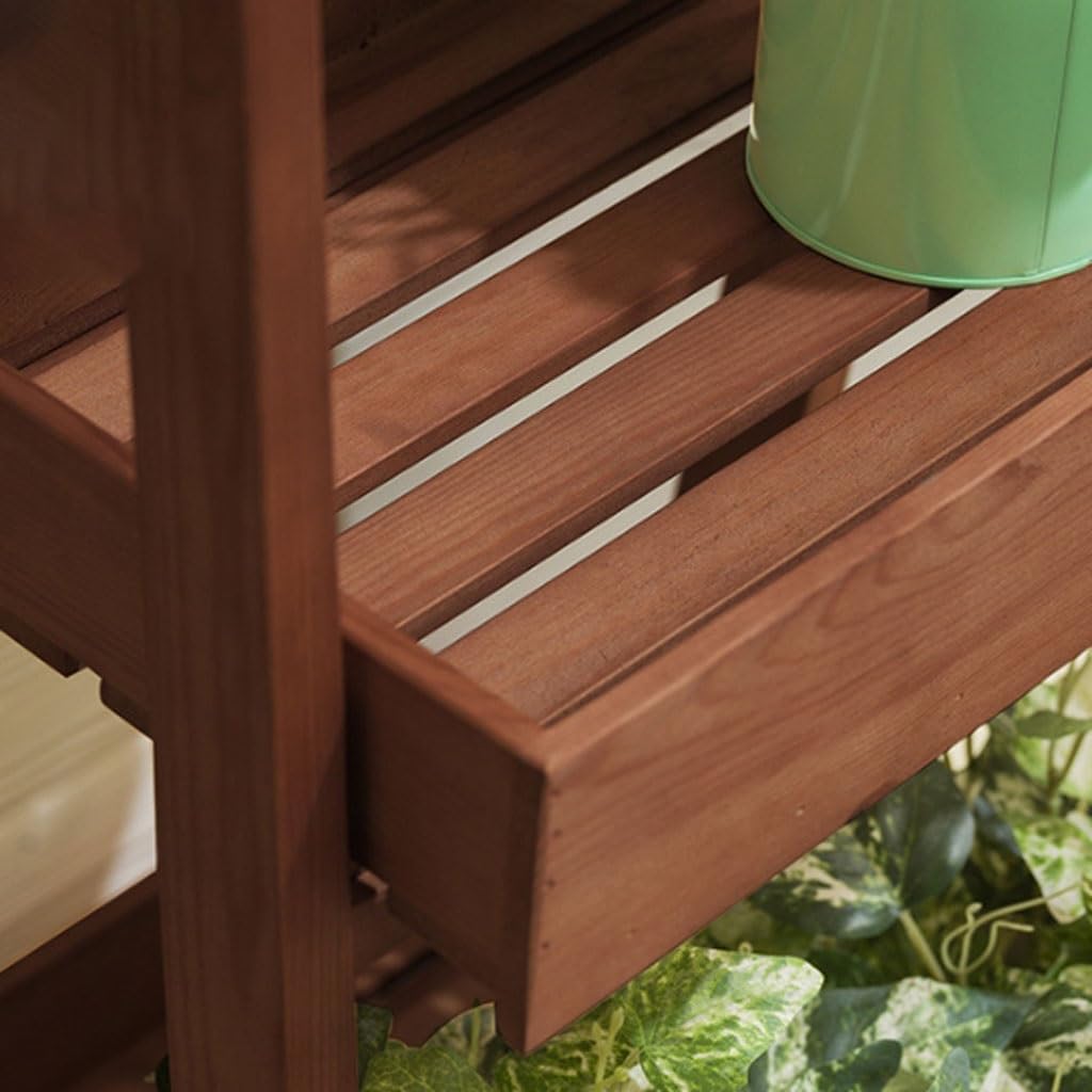 Multi Tiered Plant Stand Indoor Balcony Solid Wood Drawing Board Flower Rack Storage Rack Living Room Floor-Standing Decorative Pothos Plant Rack Corner Outdoor Plant Stand(L:45CMX42CMX135CM)