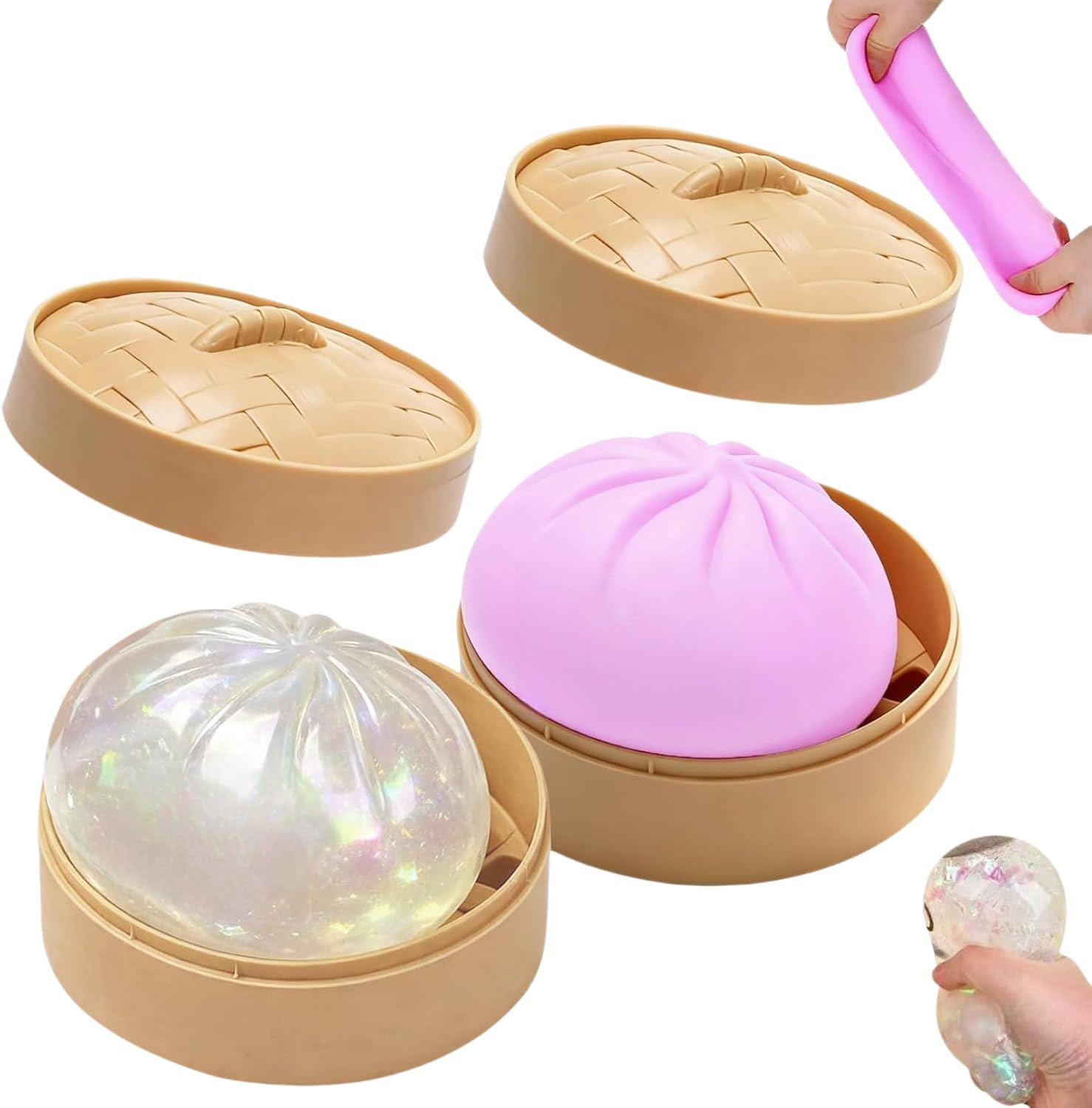 Photo 1 of 2 Pcs Dumpling Stress Balls – Real Dumpling Squeeze Fidget Sensory Toy, Soft Squeeze Decompression Dough Mystery Box Style Dumplings Set Toy for Anxiety Relief Desk