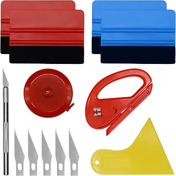 13 Pcs Car Vinyl Wrap Tool Kit, Wrap Squeegee Tool Kit Wallpaper Smoothing Tool Kit with Cutting Tool Felt Squeegee Hard Scraper for Car Wrapping and Install Wallpaper