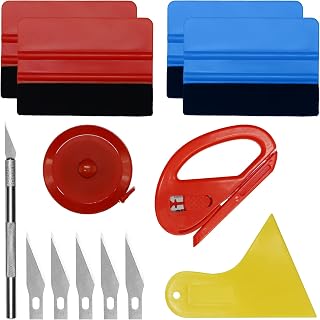 13 Pcs Car Vinyl Wrap Tool Kit, Wrap Squeegee Tool Kit Wallpaper Smoothing Tool Kit with Cutting Tool Felt Squeegee Hard Scraper for Car Wrapping and Install Wallpaper