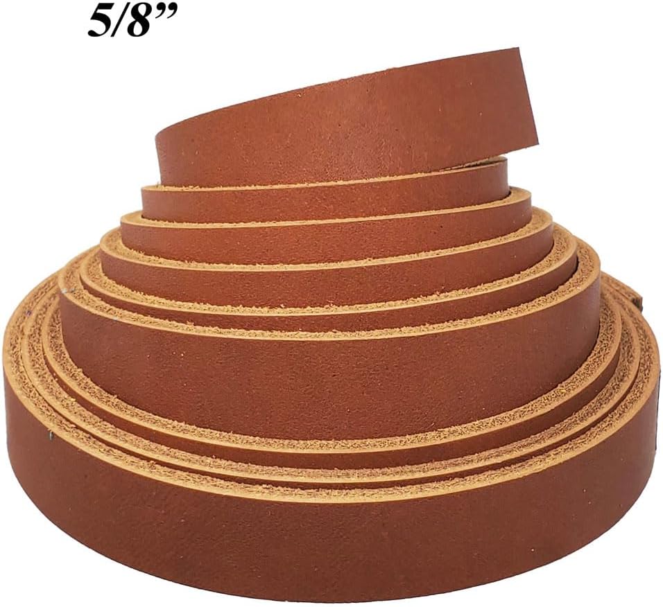 Leather Strips 1.25 Inch Wide - Honey Waxy Latigo Leather Strip up to 96 Inch Long – 6-7 oz. (2.4 – 2.8 mm) Pitka Leather (1.25" x 72")
