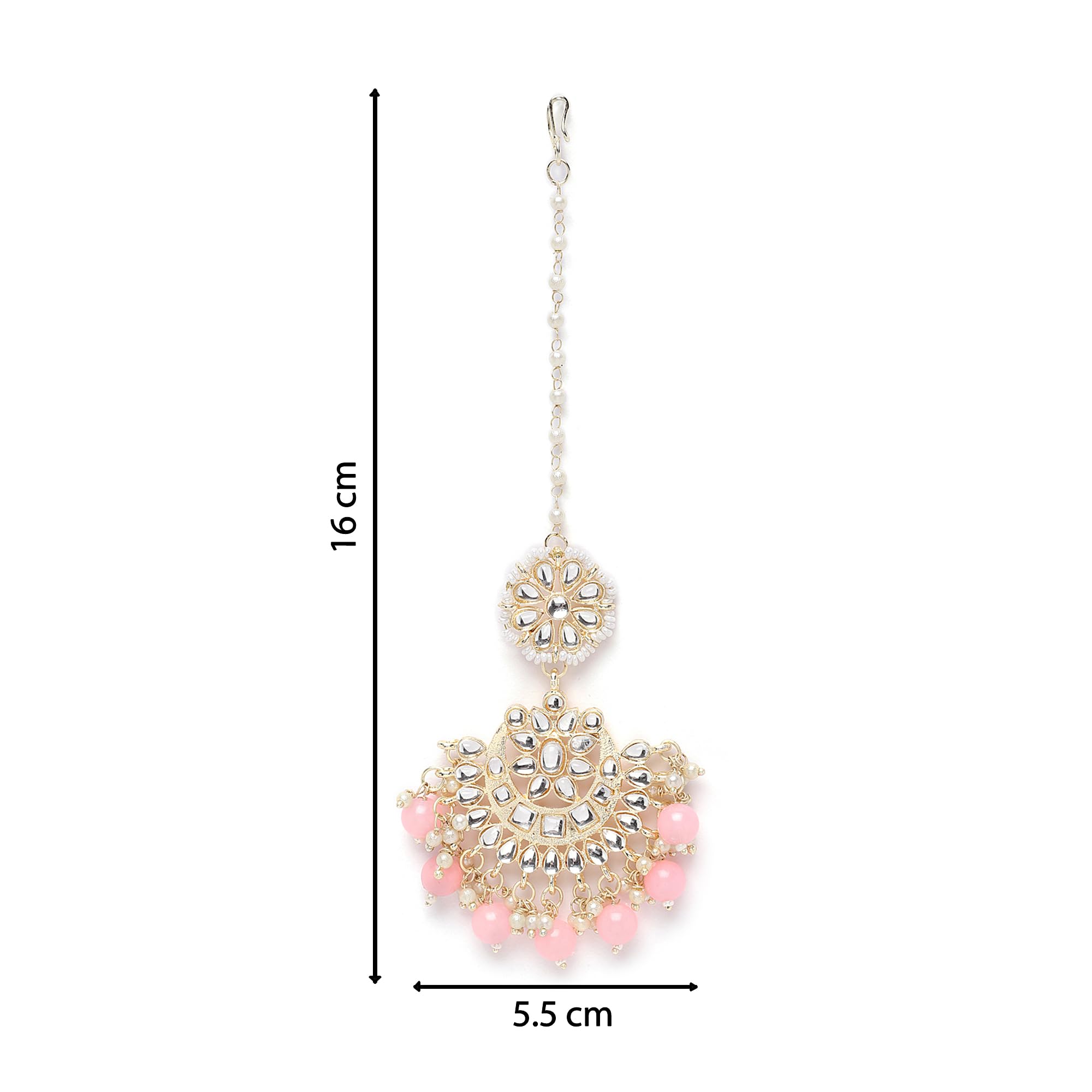 Gold-Plated Maang Tikka with Meenakari Design