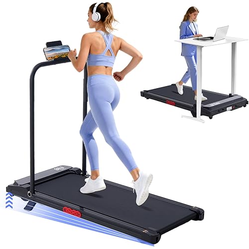 Electric Treadmills for Home with Incline, Walking Pad Treadmill with Handle Bar, 0.6-7.6MPH Portable Small Treadmills with Handles for Home Small Spaces, 3.0HP Walking Pad with Incline and 350LBS
