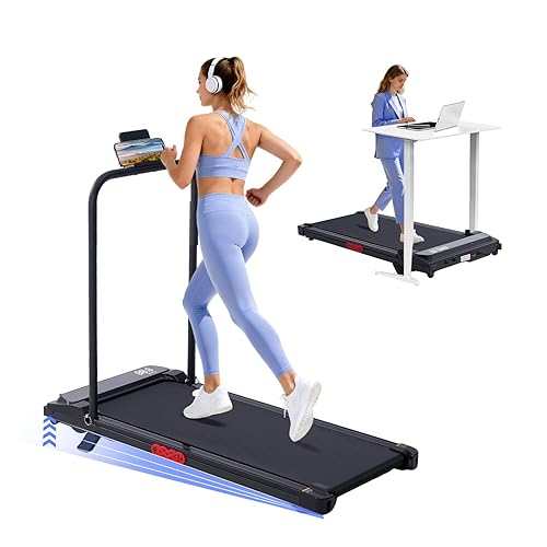 Electric Treadmills for Home with Incline, Walking Pad Treadmill with Handle Bar, 0.6-7.6MPH Portable Small Treadmills with Handles for Home Small Spaces, 3.0HP Walking Pad with Incline and 350LBS