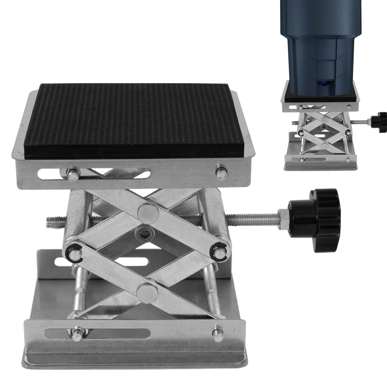 Manueller Scherenlift – Labor-Hebeständer, 50 x 50 cm, mechanischer Scherenmechanismus, höhenverstellbar, rutschfeste Unterseite, langer Schwanz, praktisches Werkzeug