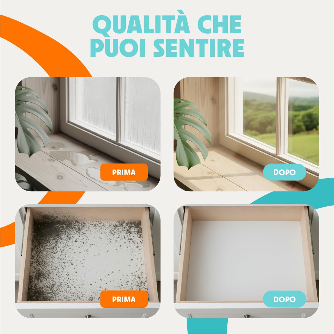Siamo 15 Pack Sacchetti Deumidificatori Antimuffa Per Armadio, Casa, Assorbi Umidità In Armadi, Cucine, Seminterrati, Camper #1 in deumidificatori Eliminare Odore Sgradevole Funziona e Basta
