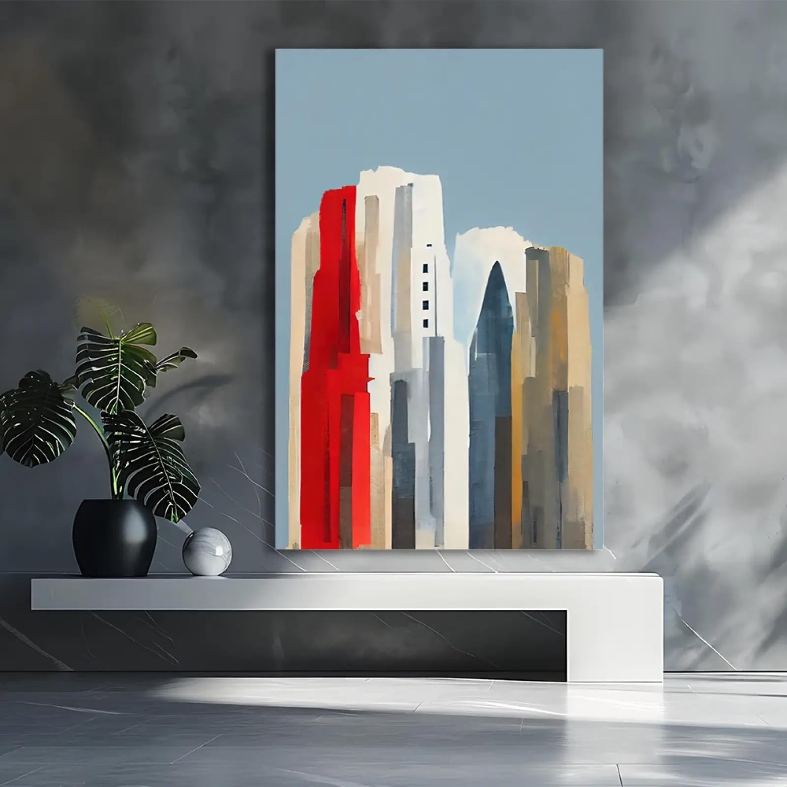 Affiche minimaliste sur toile bâtiment rouge abstrait design moderne