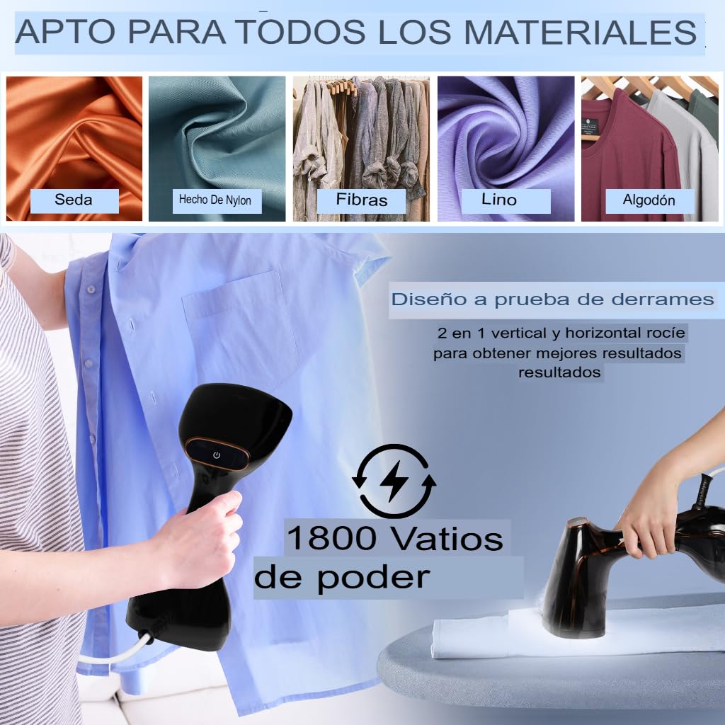 Plancha Vertical Vapor 1800W, Portátil y de Mano 2 en 1 con Pantalla LCD, Depósito 320ml, Antigoteo, Calentamiento Rápido – Steamer para Ropa Viaje y Hogar