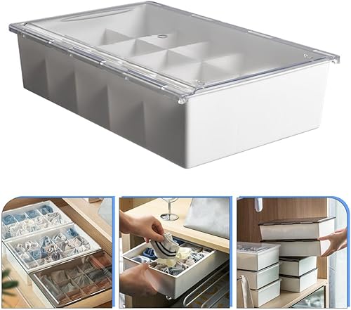 Miniatura 7 de COHEALI Transparent Plastic Sock Organizer Dividers Storage Box for Underwear and Socks Premium Cloth Material Multi-use Closet Bedroom Nursery