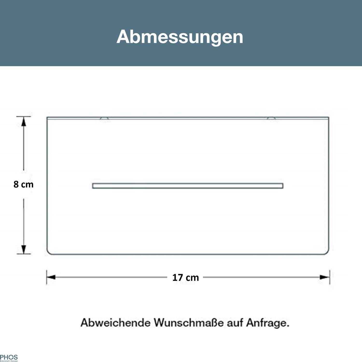 Duschablage 17 cm breit, Edelstahl gebürstet, 100% Made in Germany, Nachhaltige Produktion, für Shampoo, Duschgel, Seife - PHOS Design