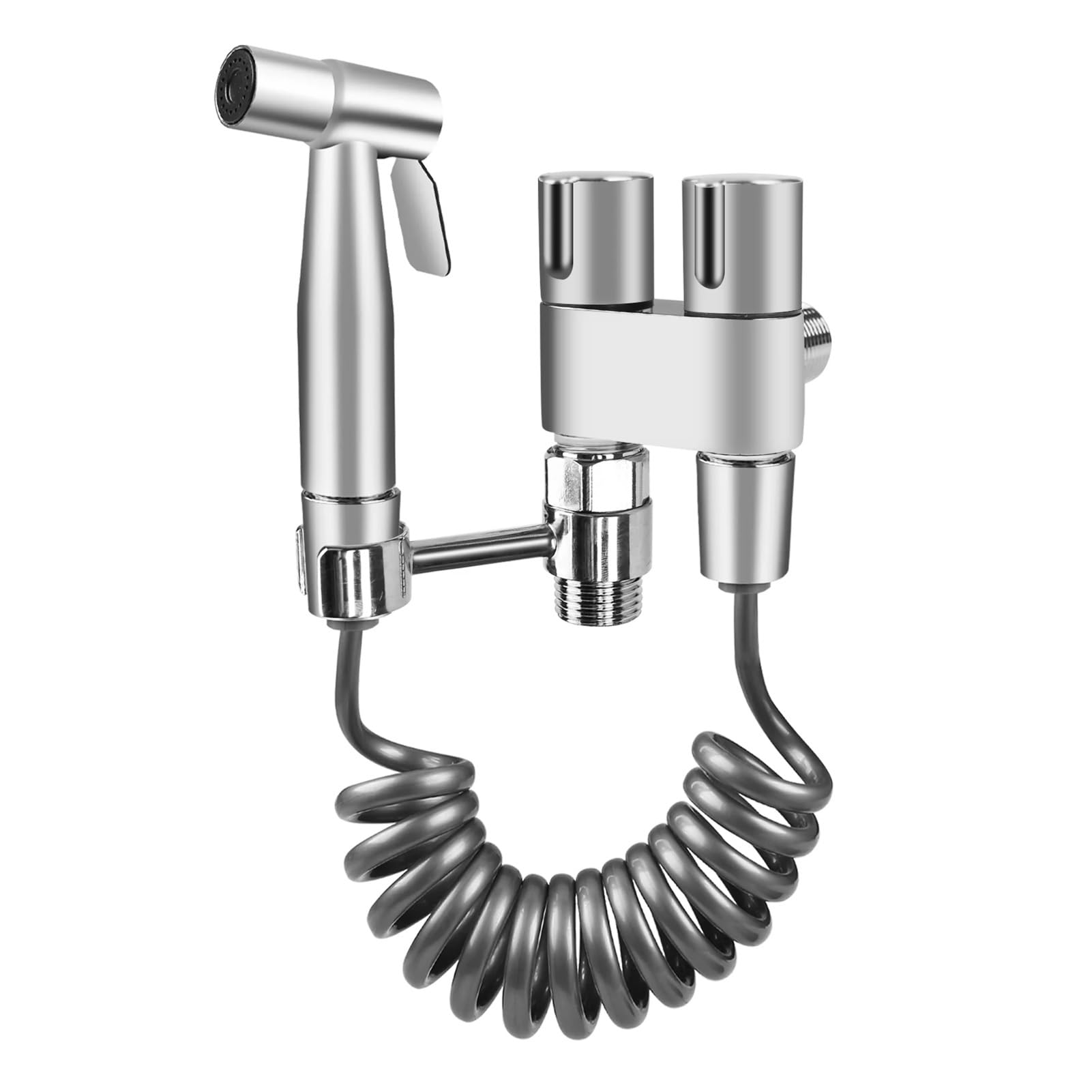 Juego de pulverizador de bidé de mano for inodoro, pistola pulverizadora de acero inoxidable for baño, ducha, limpieza, accesorios de higiene personal(Sliver)