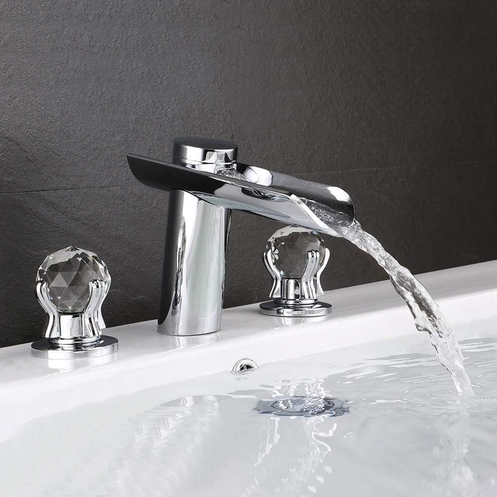 Buy Chrome Bathroom Faucet 3 Hole 2 Handle Widespread Bathroom