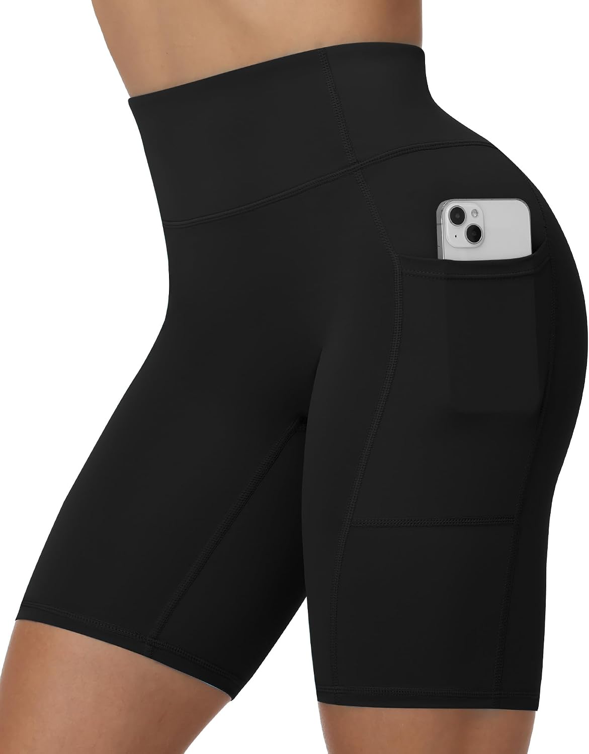 Moozava No Front Seam Women's Biker Workout Shorts 8"/5"/3" High Waist Tummy Control Spandex Shorts Gym Yoga Running Pockets