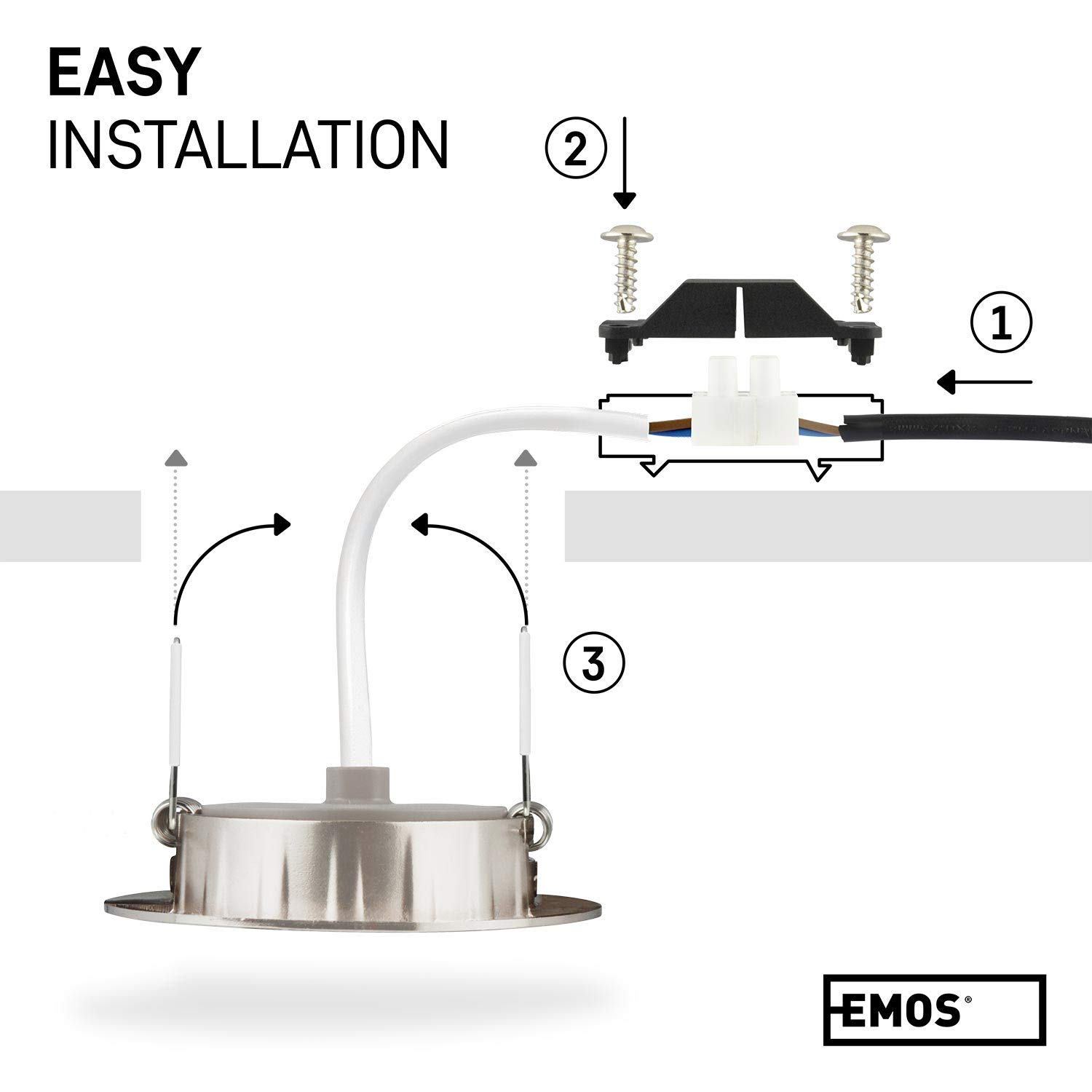 EMOS Incasso per Cartongesso 5W / 450 Lumen | Faretti LED soffitto da incasso 4000K Luce Bianco naturale | Set di 12 pezzi Spot LED Orientabili a 50°, Rotondi e Ultra Piatti in Argento
