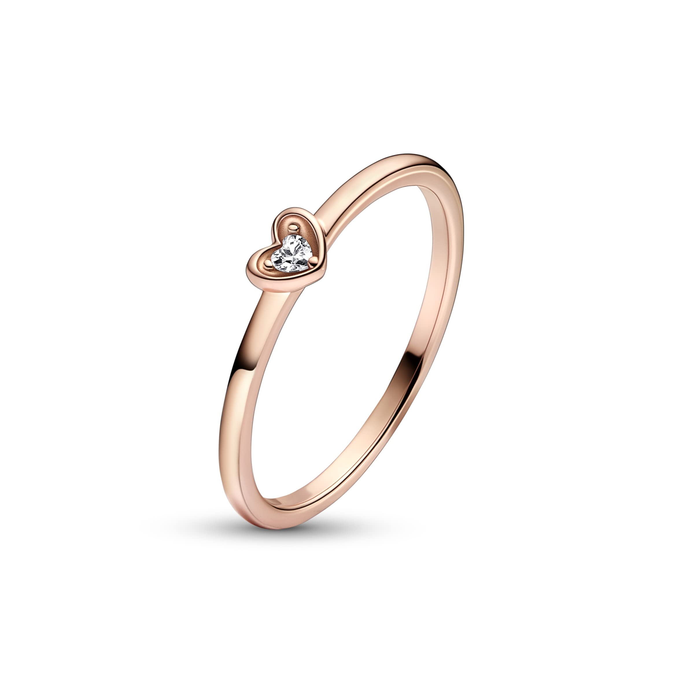 Pandora Moments Ring Herz, 14-karätig Roségold-vergoldet, mit klarem Cubic Zirkonia