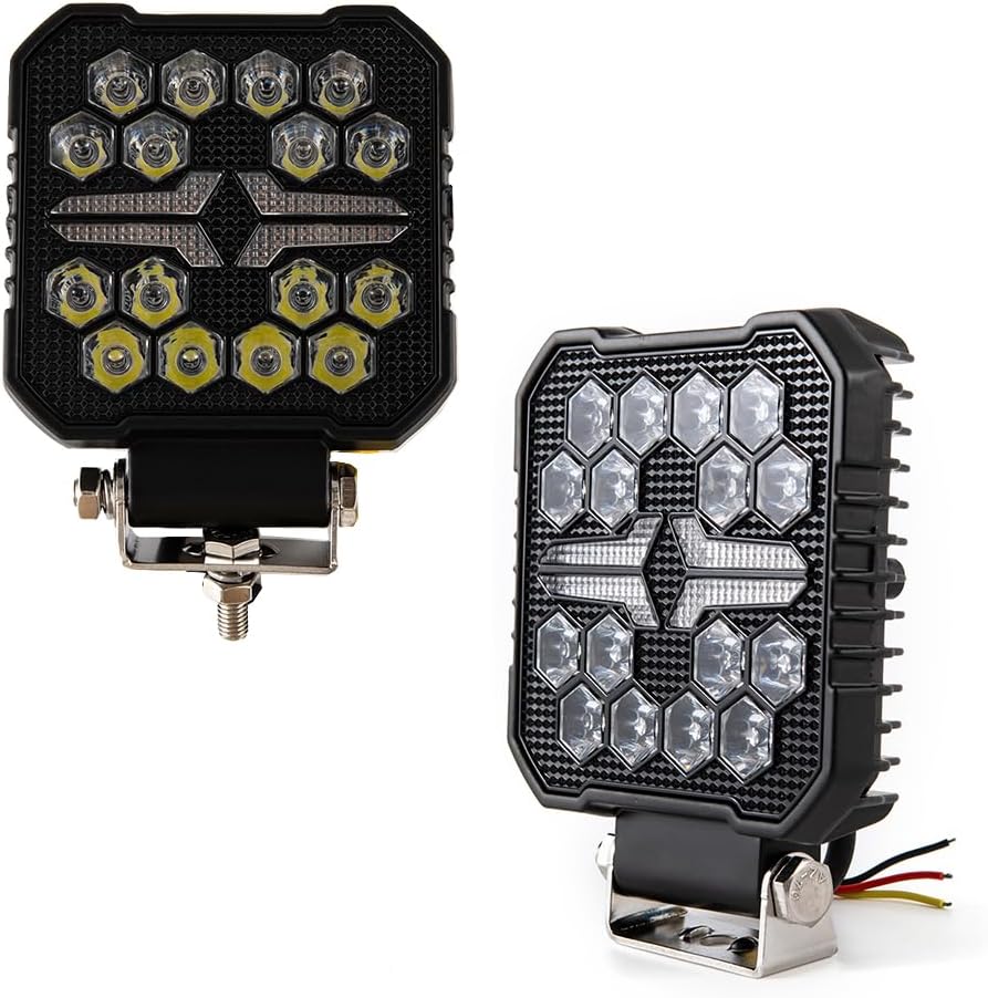 LED Tractor Lights 2 Pcs 4.33 Inch 12v Flood Light Waterproof Work Truck Lights for Equipment Vehicle Off Road SUV ATV UTV 4WD (Type D)