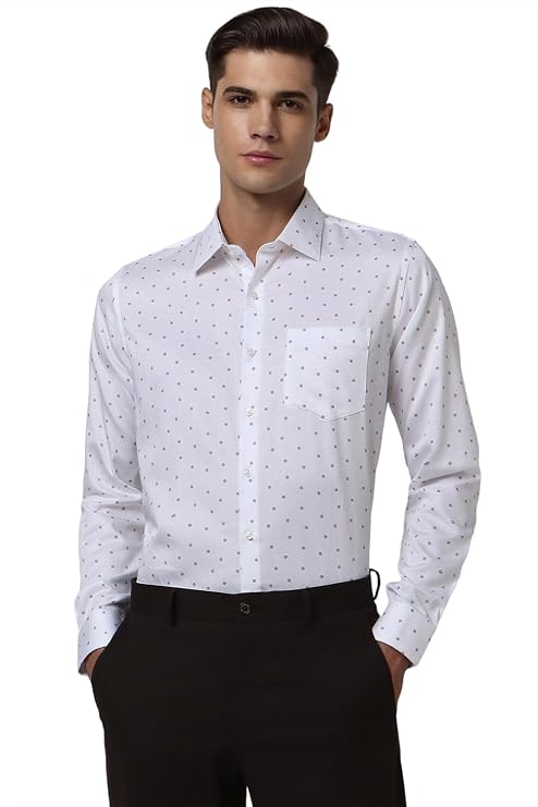 Van Heusen Men's Cotton Slim Fit Printed Formal Shirt