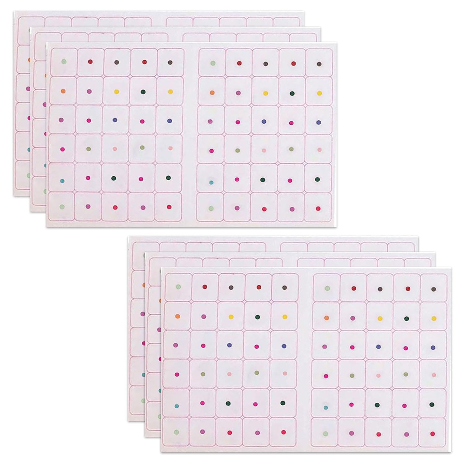 vama fashions 6 card 2mm plain round small tiny tikli stickers reusable self adhesive forehead bindis sindoor kumkum bindya bindi cards set for women & girls (multicolor forehead stickers)