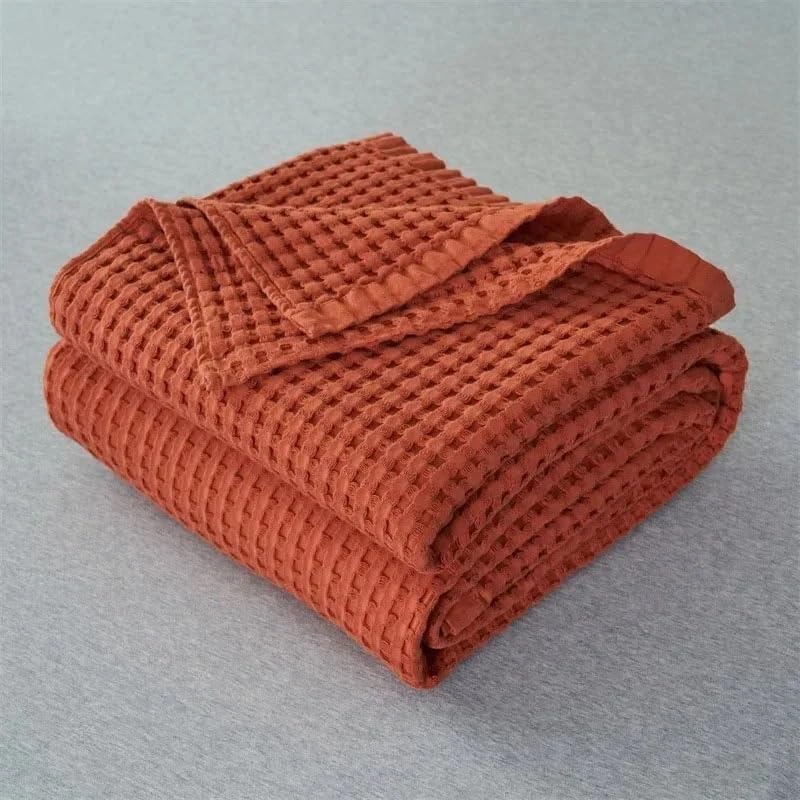 Manta de algodón gofrado gris y blanco para cama individual y sofá 6