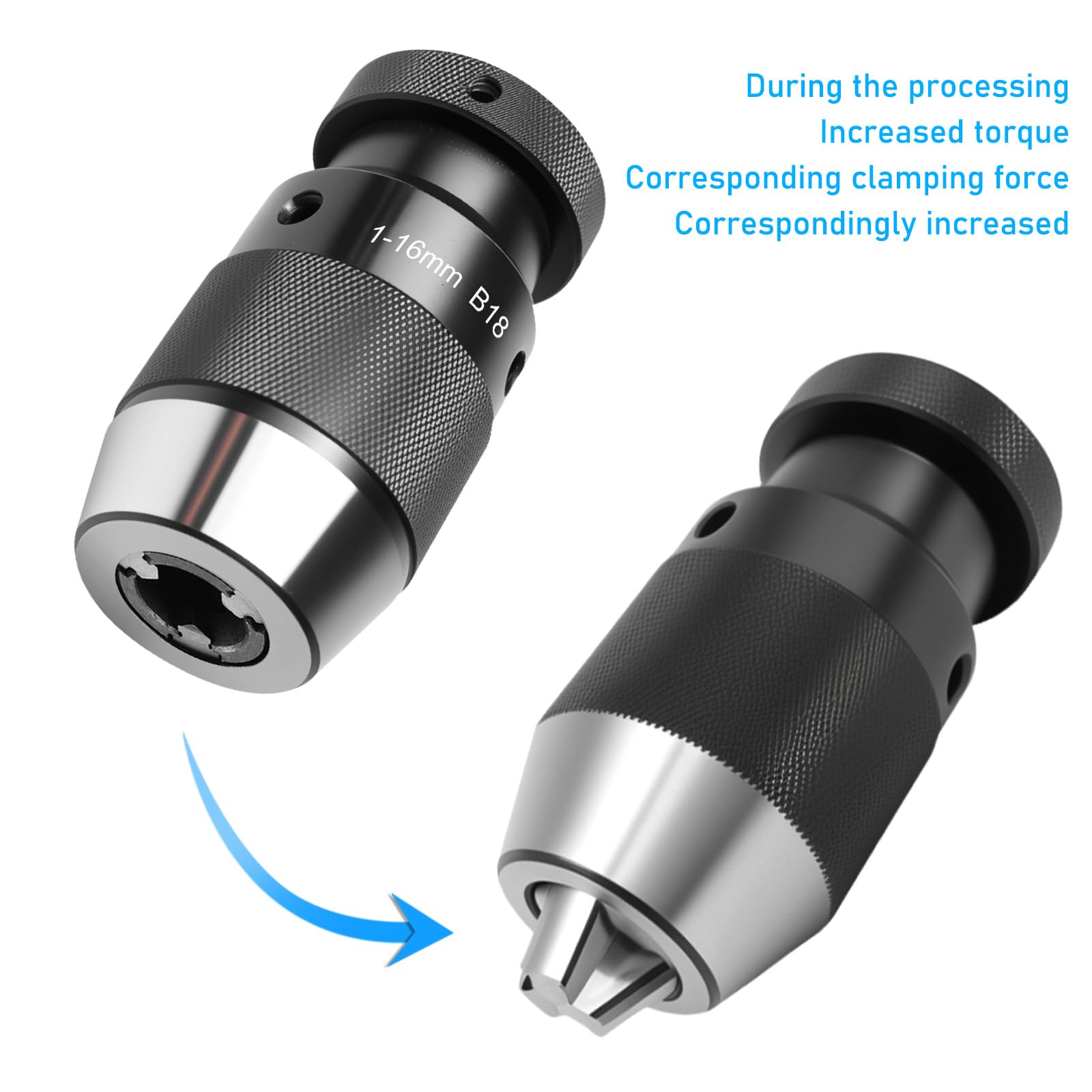 Portabrocas sin llave B18 (1-16 mm) con mandril cónico MK2/MT2, mini portabrocas de precisión MK2/MT2 para torno, taladro, torno