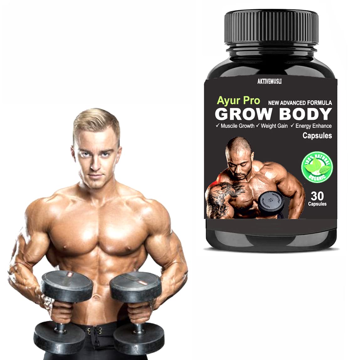 Bulk Gain Mass & Weight Gainer Capsule for Fast Weight & Muscle Gain, Muscle Building Weight Lifters Supplement for Muscle Growth, Stamina & Strength, Men & Women - 30 Cap