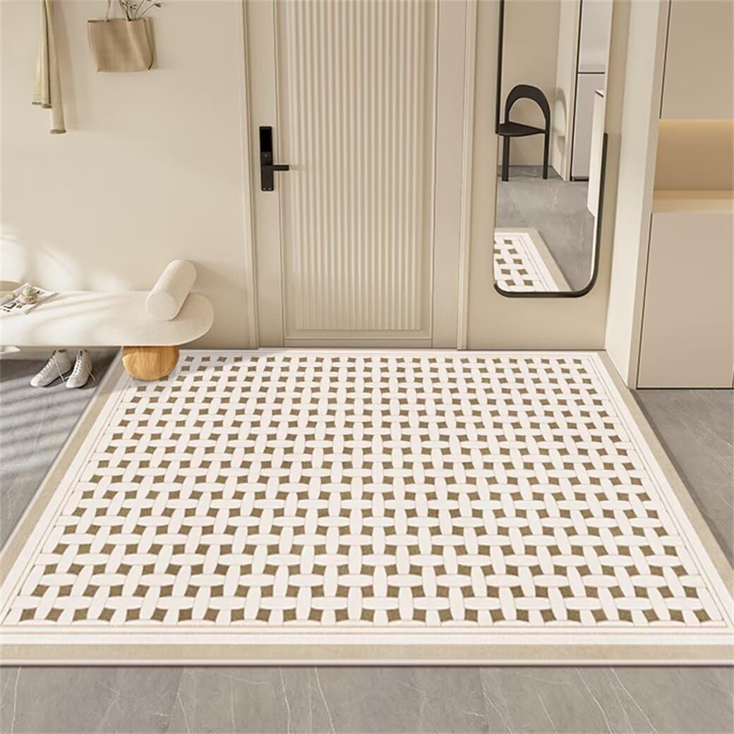 Tapis de chambre bébé fille beige 200x250cm lavable pour des matins doux