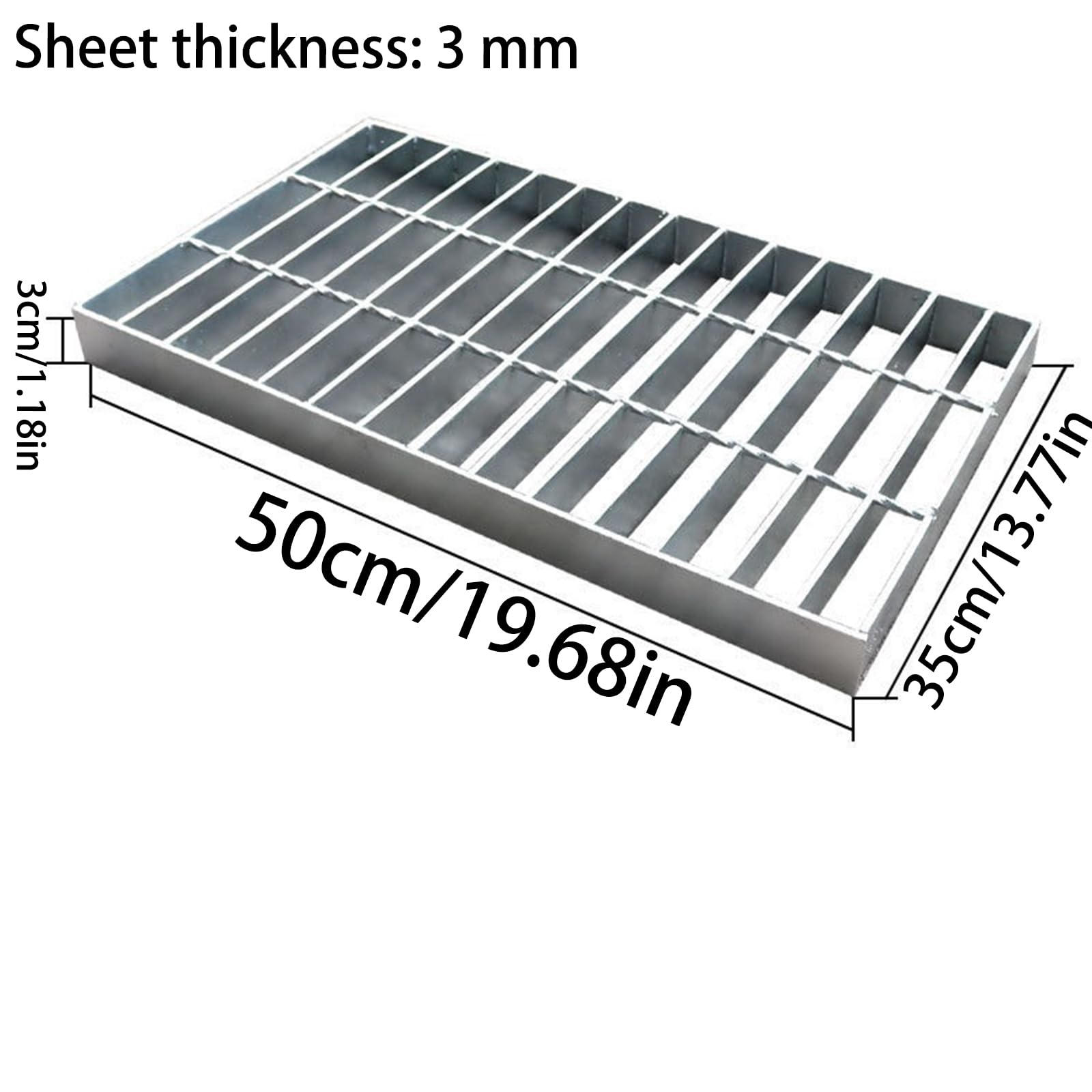 Rejilla De DesagüE De Acero Galvanizado Rejilla MetáLica De Alta Resistencia para Sumideros para Sumideros De HormigóN, Rejillas De Drenaje para Exteriores, para Carriles,Plata,50×35×3cm
