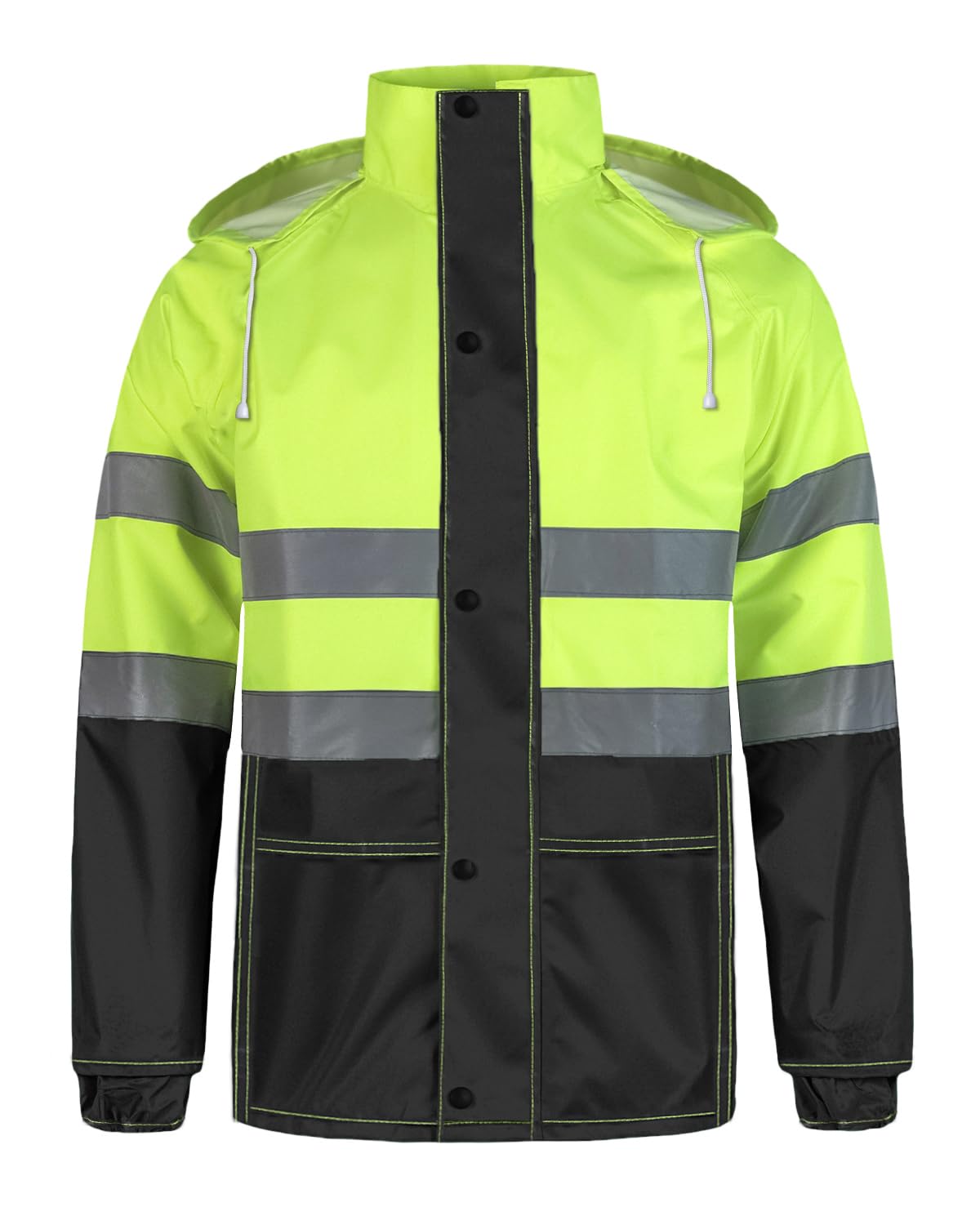 Veste Homme Impérmeable à Capuche Léger Haute Visibilité Manteau de Pluie Impermeable Veste de Pluie Réfléchissants Vêtements de Pluie
