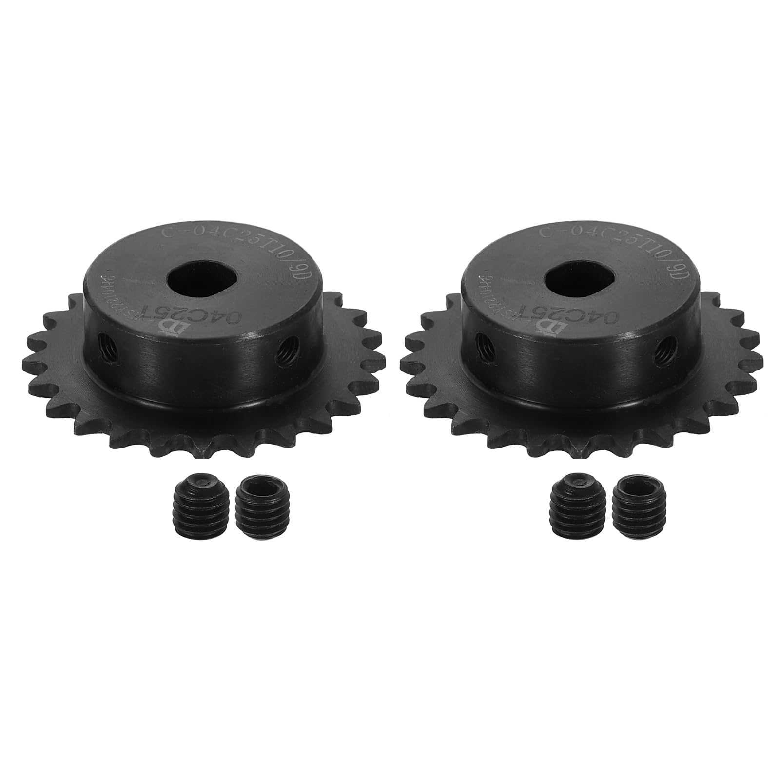 QUARKZMAN 2 Pz Catena A Rulli Pignone #25 10 x 9mm Foro, Passo 1/4" 25 Denti Acciaio Al Carbonio C45 ANSI #25 Pignone A Rulli Con Viti Di Blocco Per Catena ISO 04C