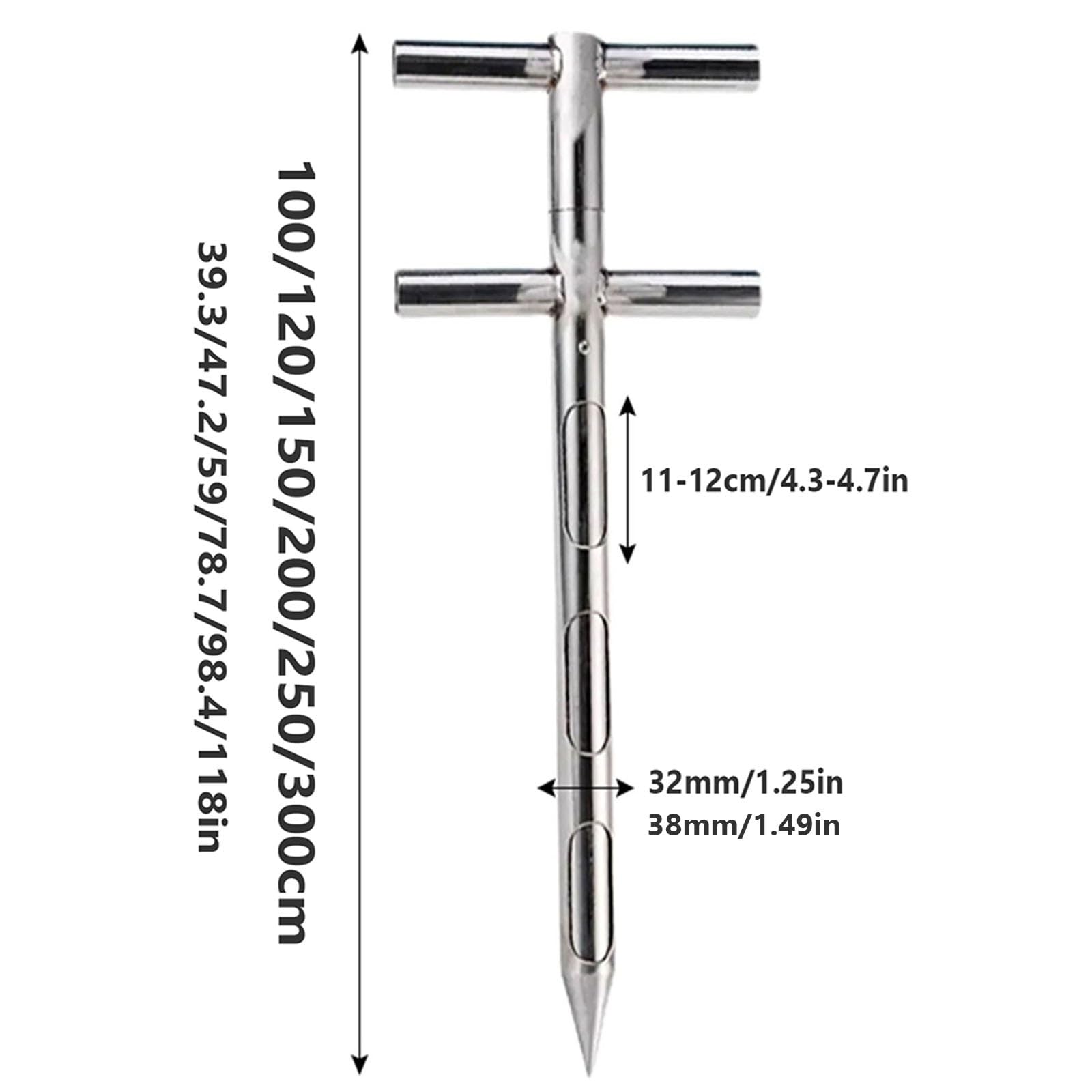 Probenehmer Getreide Edelstahl, 32 mm/38 mm Durchmesser, Pulver-Probenehmer, Doppelschichtiges Rotierendes Probenahmerohr, Feste Probenahmesonde für Reis,Mais,Weizen(150cm/59in)