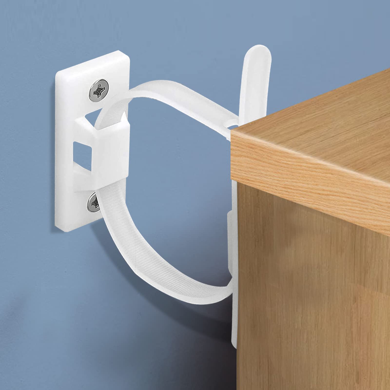 Cinghie Di Sicurezza Antiribaltamento Per Mobili - Adesive, No Fori - Protezione Bambini E Animali (Pack Da 4) - Foto 6