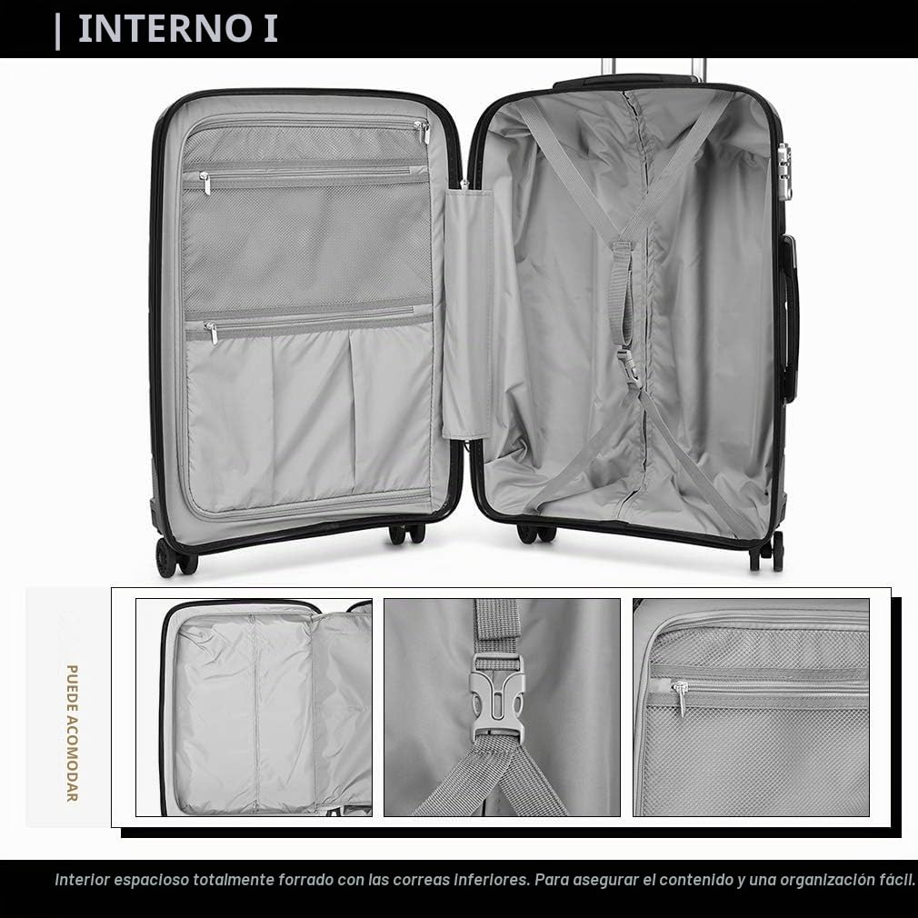 Kono Moda Maletas de Viaje Cabina rígido, Maleta de 4 Ruedas giratorias, Cerradura TSA, Cremallera YKK, Estuche de Carrito de Negocios