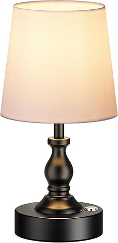 PARTPHONER Mini lámpara de mesa LED inalámbrica, lámpara recargable de 5200 mAh, brillo de 3 niveles, lámpara de escritorio regulable táctil, luz