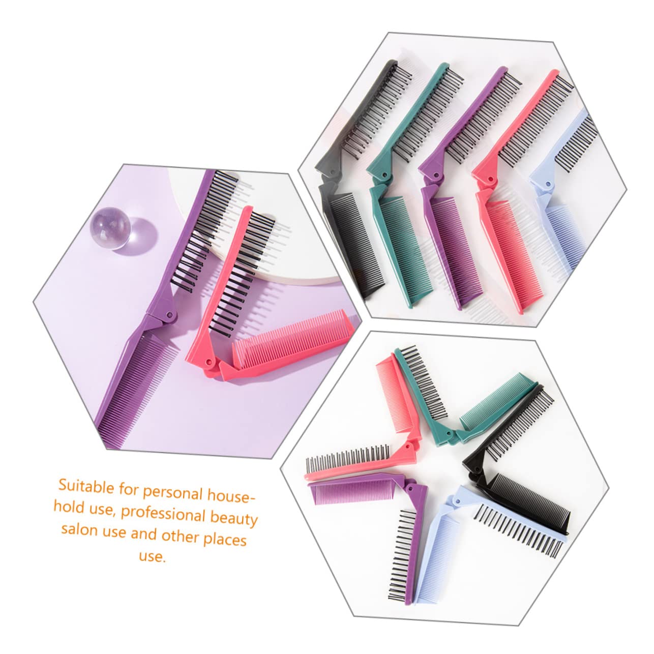 FRCOLOR 18 Pollici pettine pieghevole mini pettine pettini portatile portatili spazzola per tascabile per barba duplice scopo spazzola per la pulizia viaggiare addominali