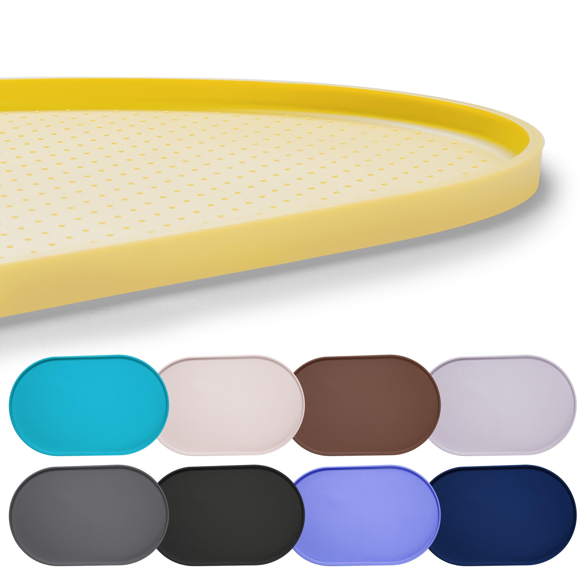 Hubulk 100% Waterproof Silicone Pet Feeding Mat with Raised Edge for Food and Water, Dog Bowl Mats, Cat Bowls Placemat with High Lip Protects Floor