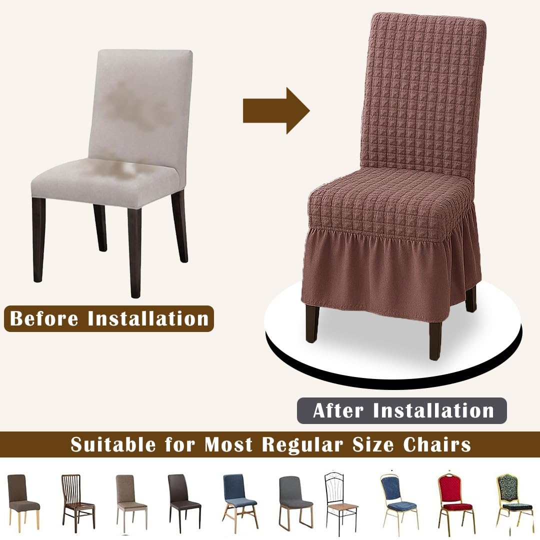 TONY STARK Frill Chair Covers - Elegant Dining Room Style -2 TONY STARK Frill Chair Covers - Elegant Dining Room Style -2