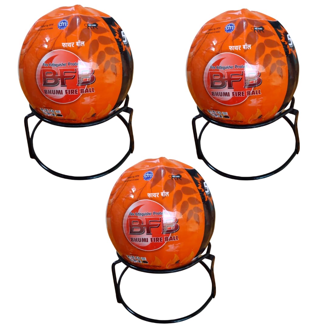 BHUMI Fireball Fire Extinguisher Ball Standard Size - (152 mm Diameter) | (with Steel Stand) | Fire Safety Ball for Office, School, Warehouse, Home | fire Ball Pack of 3 pcs (B0CKTHFFWX) Amazon Price History, Amazon Price Tracker