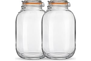 2-Pack: 1 Gallon Glass Mason Jars with Airtight Lids
