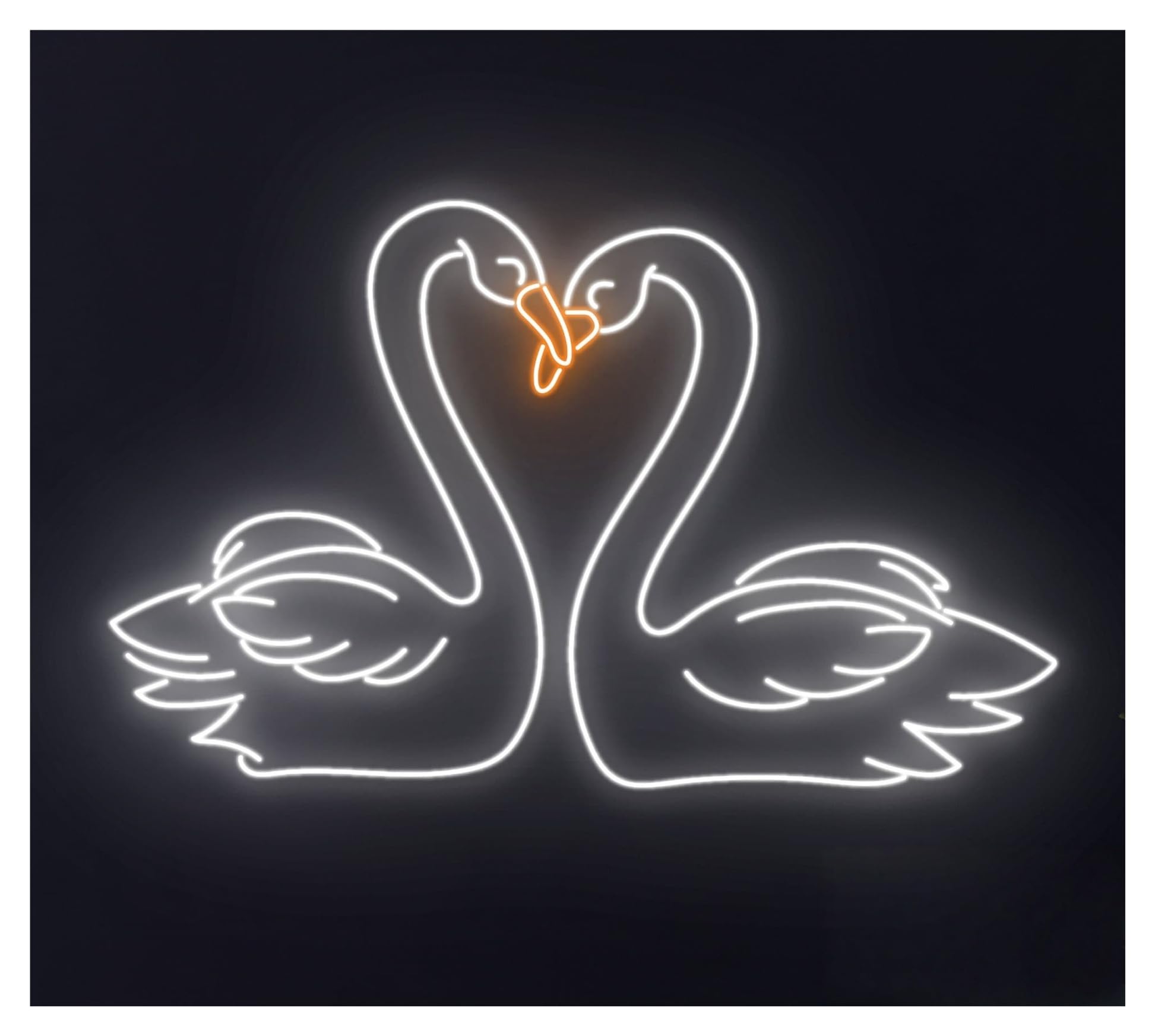 RONGCH Hanging Art Neon Signs Couple Swans Led Sign, Lover Swan Bird Room Wall Art Decor for Kids Bedroom Dimsum Store Cofes Bar 58cm