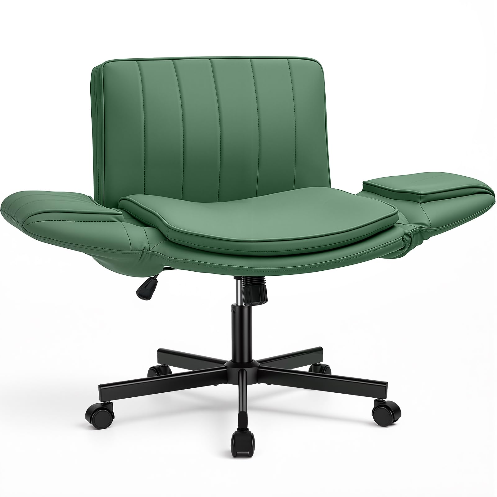 Warmiehomy Criss Cross Legged Office Chair Vanity Swivel Desk Chairs, Green