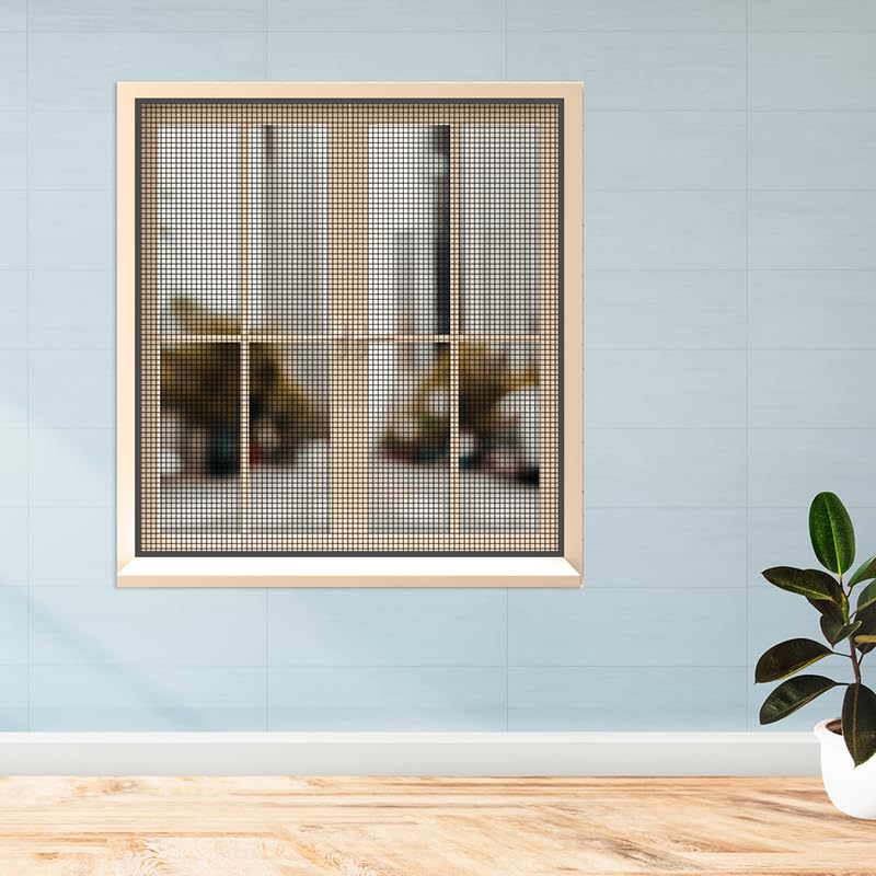 Image of Classic Mosquito Net for Windows | Pre-Stitched (Size:50cmX140cm, Color: Grey) | Premium 120GSM Strong Fiberglass Net with Self Adhesive Hook Tape