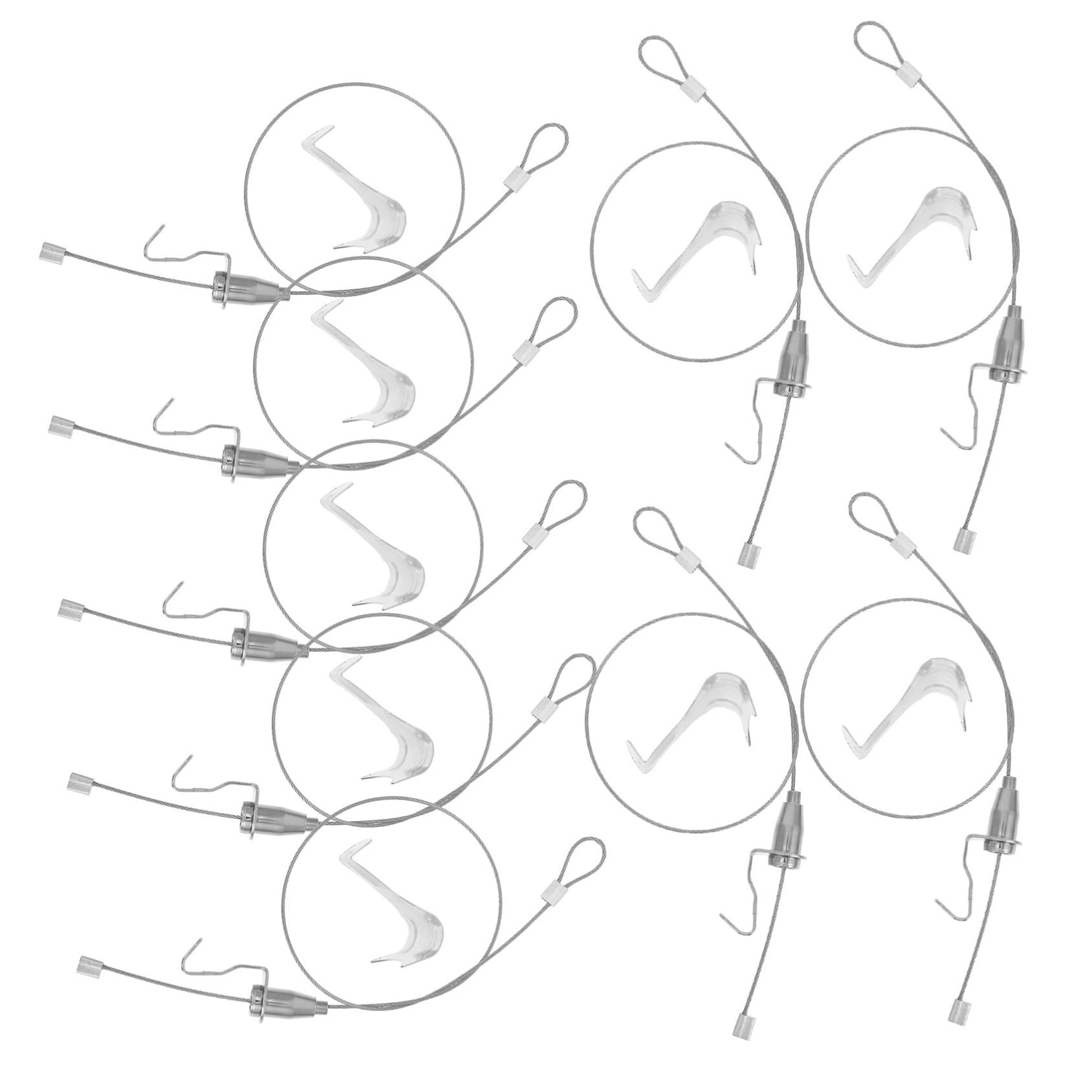 HOMSFOU Juego De 10 Ganchos y Alambre Para Colgar Cuadros Sistema De Riel Ajustable De Acero, Kit Para Marcos y Exhibiciones Hogar y Oficina, Alambre De 0.5 m