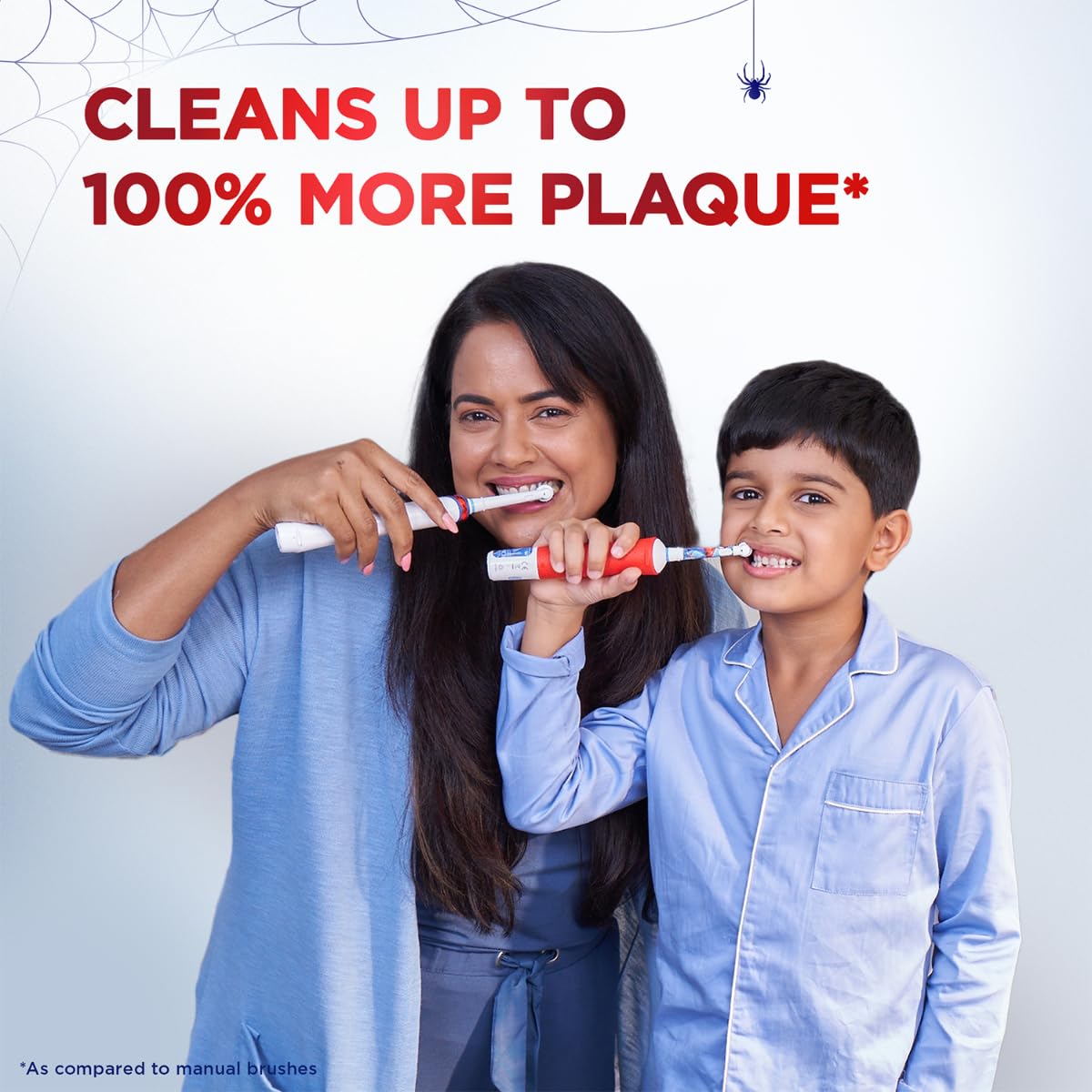 Oral-B Kids Spiderman Rechargeable Rotating Electric Toothbrush, 2 Brushing Modes (Daily & Sensitive), 2 Min Timer with Quadpacer, 2 Year Warranty by Oral B, IPX7 Water Resistant, Round Brush Head - Image 2 thumbnail