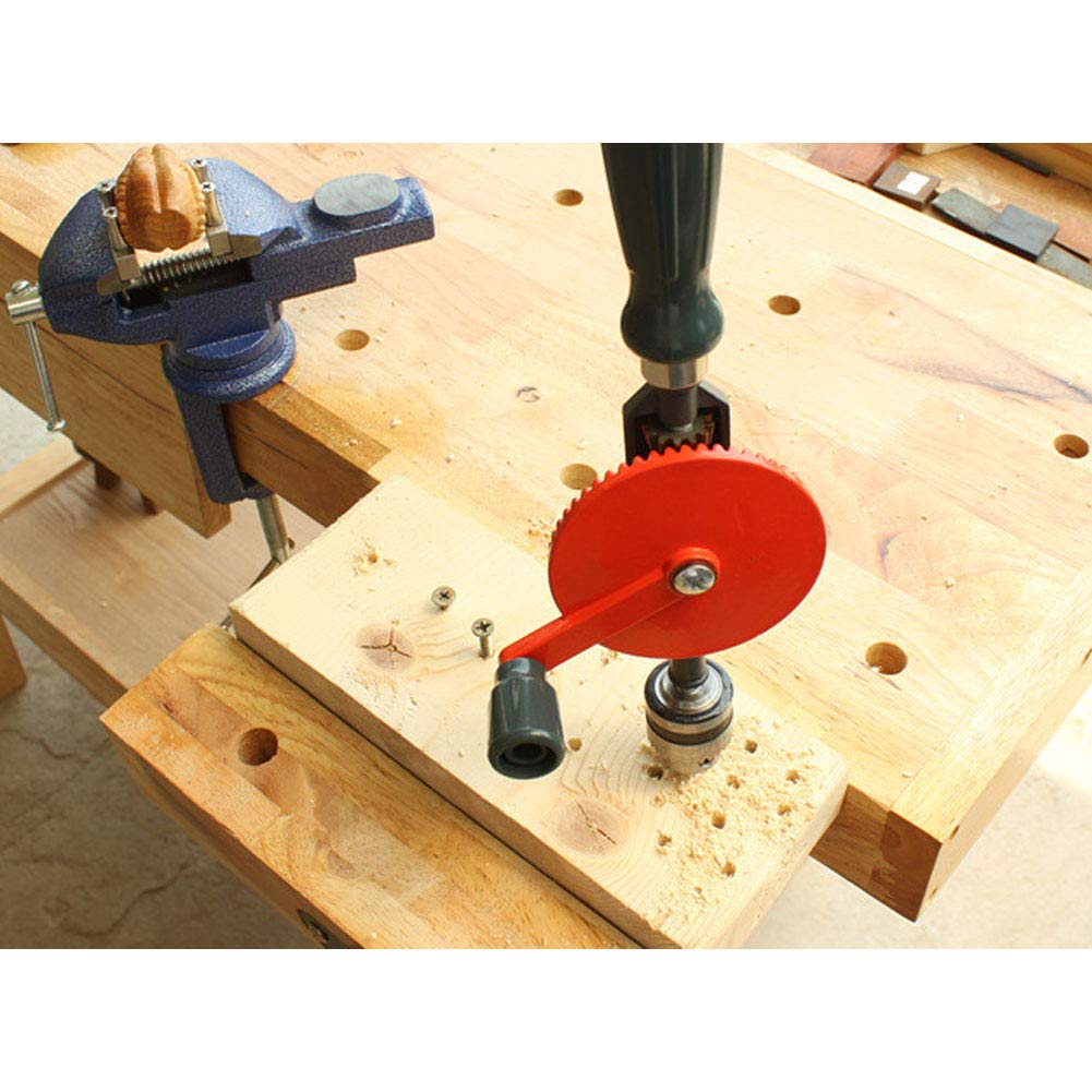 Artesano Taladro de mano Herramientas de doble piñón de madera DIY 1/4" Chuck Capacidad herramienta perforadora manual, la mano segura taladro