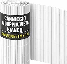 Arella PVC Privacy Screen White 100 x 300 cm Double Sided Slats Double Screen Privacy Plastic Privacy Garden Terrace Balcony Durable Cover