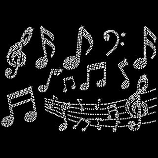 FINGERINSPIRE 5 Sheet Music Notes Rhinestone Iron on Transfers Glitter Crystal Music Note Pattern Patches Hotfix Clothes Iron on Patch for Clothes Dress DIY Crafts