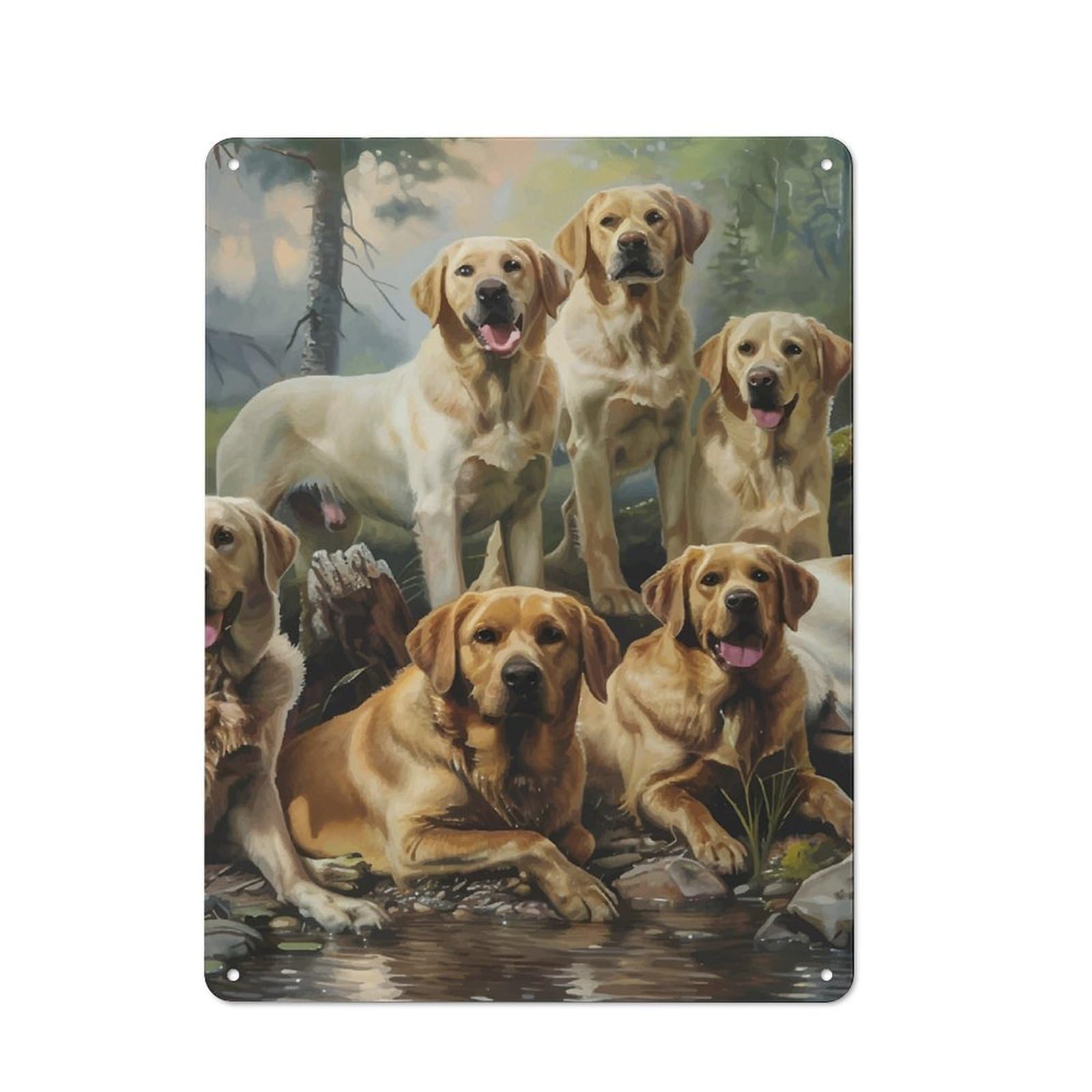 Metal Sign 40x30cm with Labrador Retrievers by The Water for Pub Or Café, Retro Decor, for Vintage Wall Decor Fans, for Garage And Workshop Walls