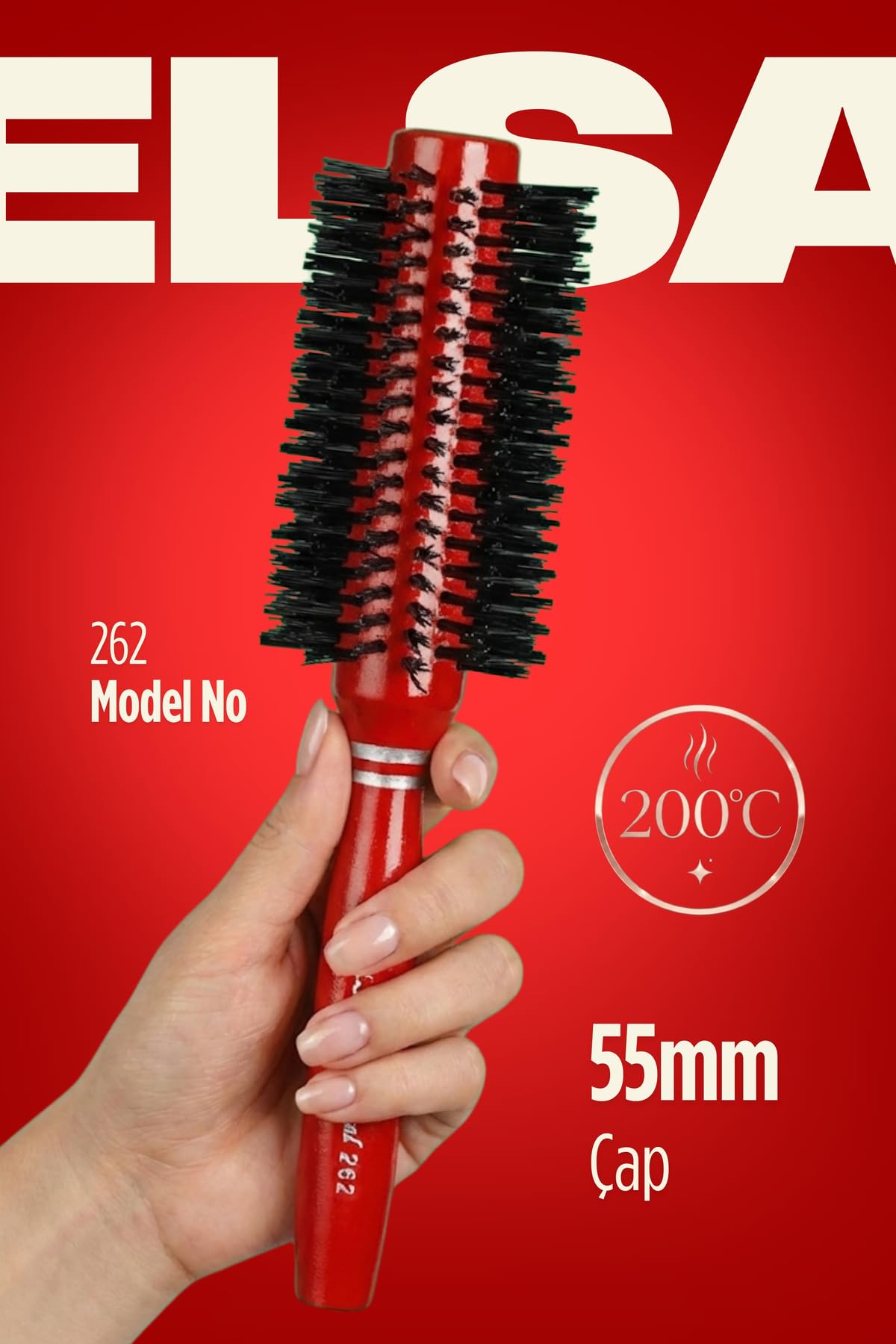 Elsa Professional 262 Kırmızı Saç Fırçası