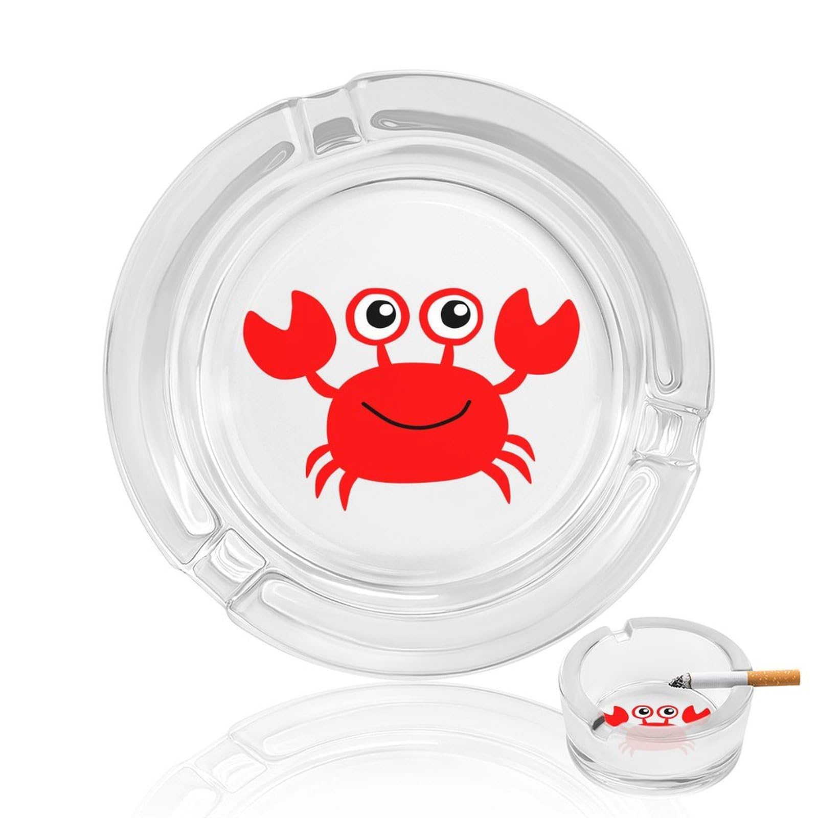 Nclqvjxzkhw Style Cute Crab Glass Ashtray Round Ash Tray Smoking Trays For Home Garden Outdoor