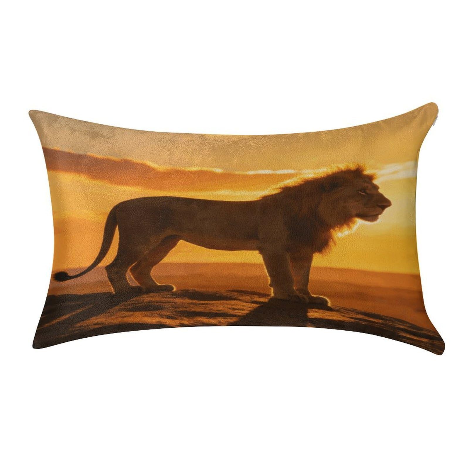 Fodpand Style Lion At Sunset Pillowcase,Elegant Designed Home Decor,Velvet Pillowcase,Soft And Cozy,Pillow Case Cover With Hidden Zipper For Bedroom, Sofa, Couch